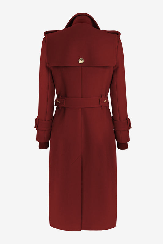 WOOL TRENCH CHERRY