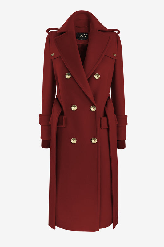 WOOL TRENCH CHERRY