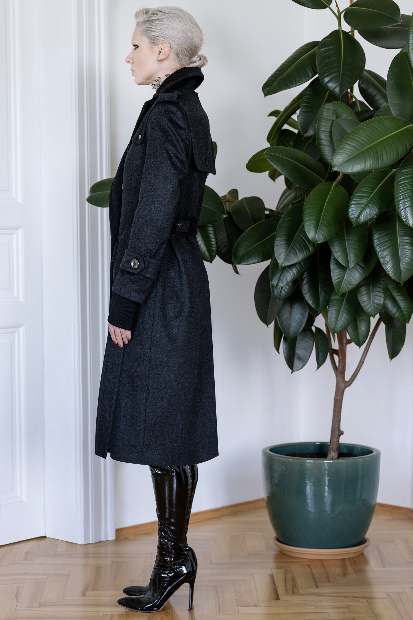 WOOL TRENCH ASH