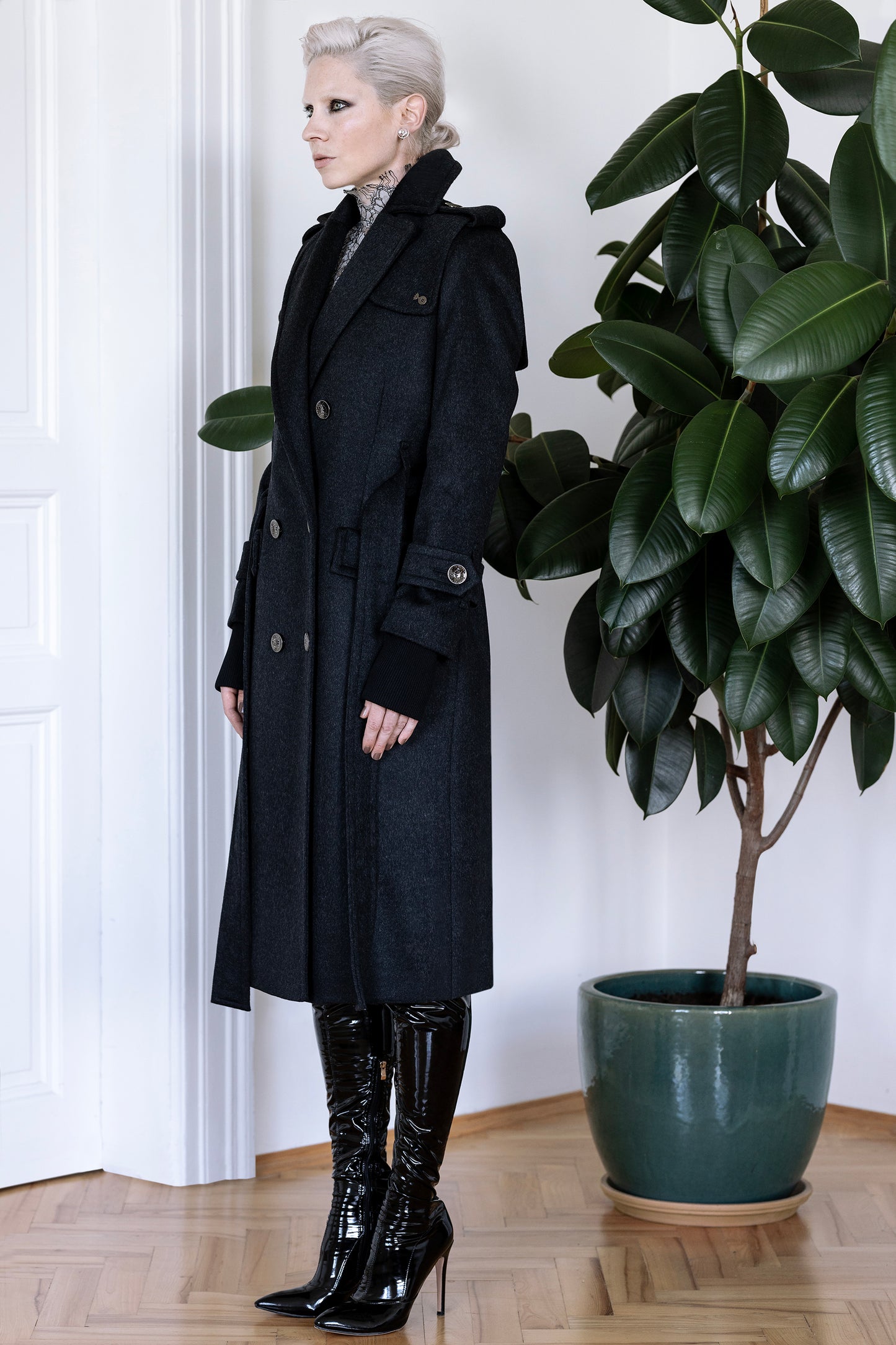 WOOL TRENCH ASH