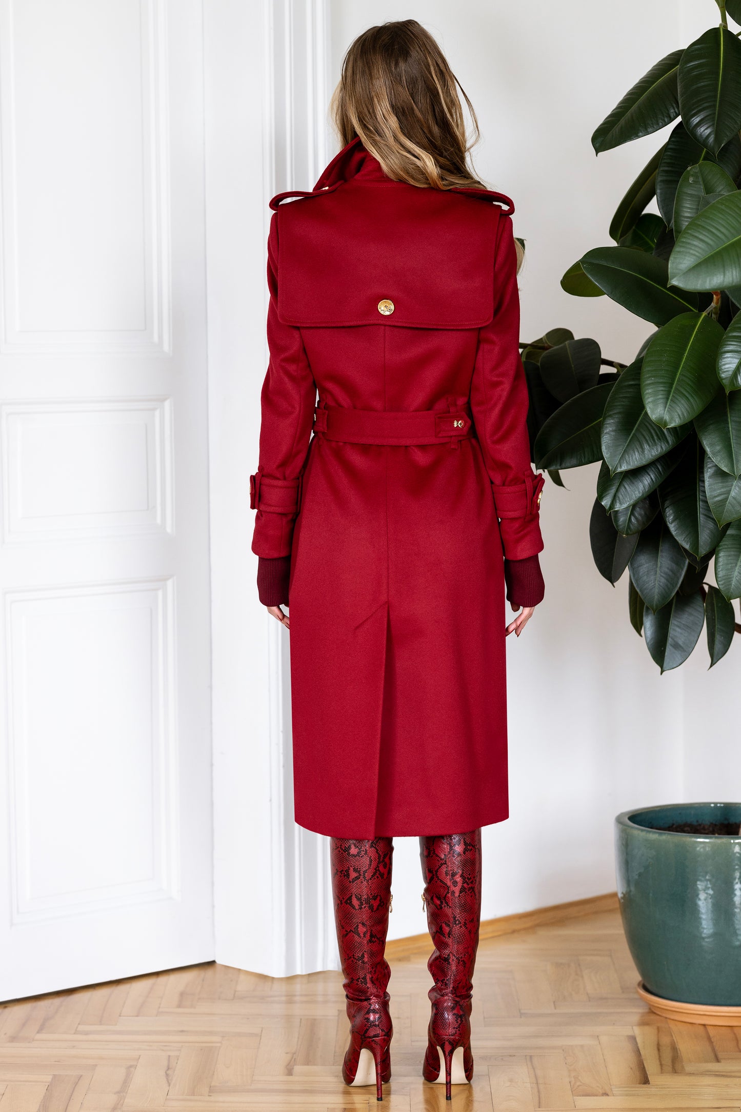 WOOL TRENCH CHERRY