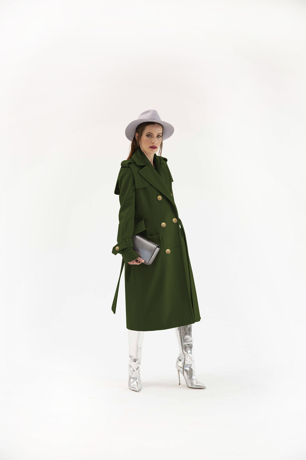 WOOL TRENCH OLIVE