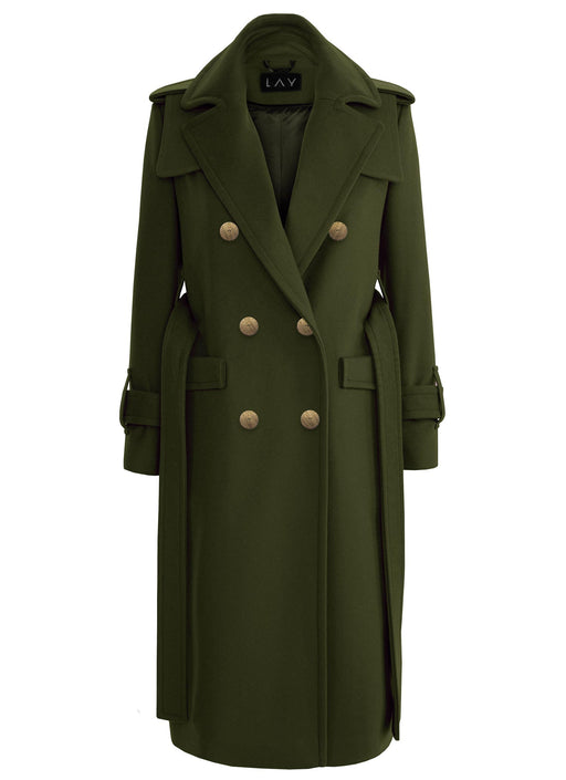 WOOL TRENCH OLIVE