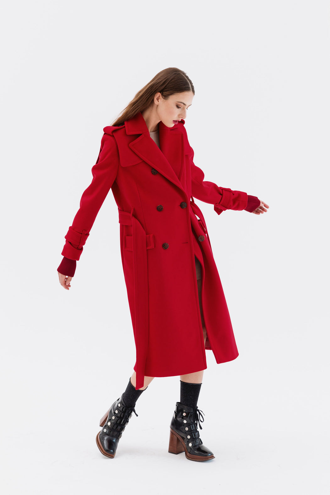LAST PIECE! APPLE RED WOOL TRENCH 22